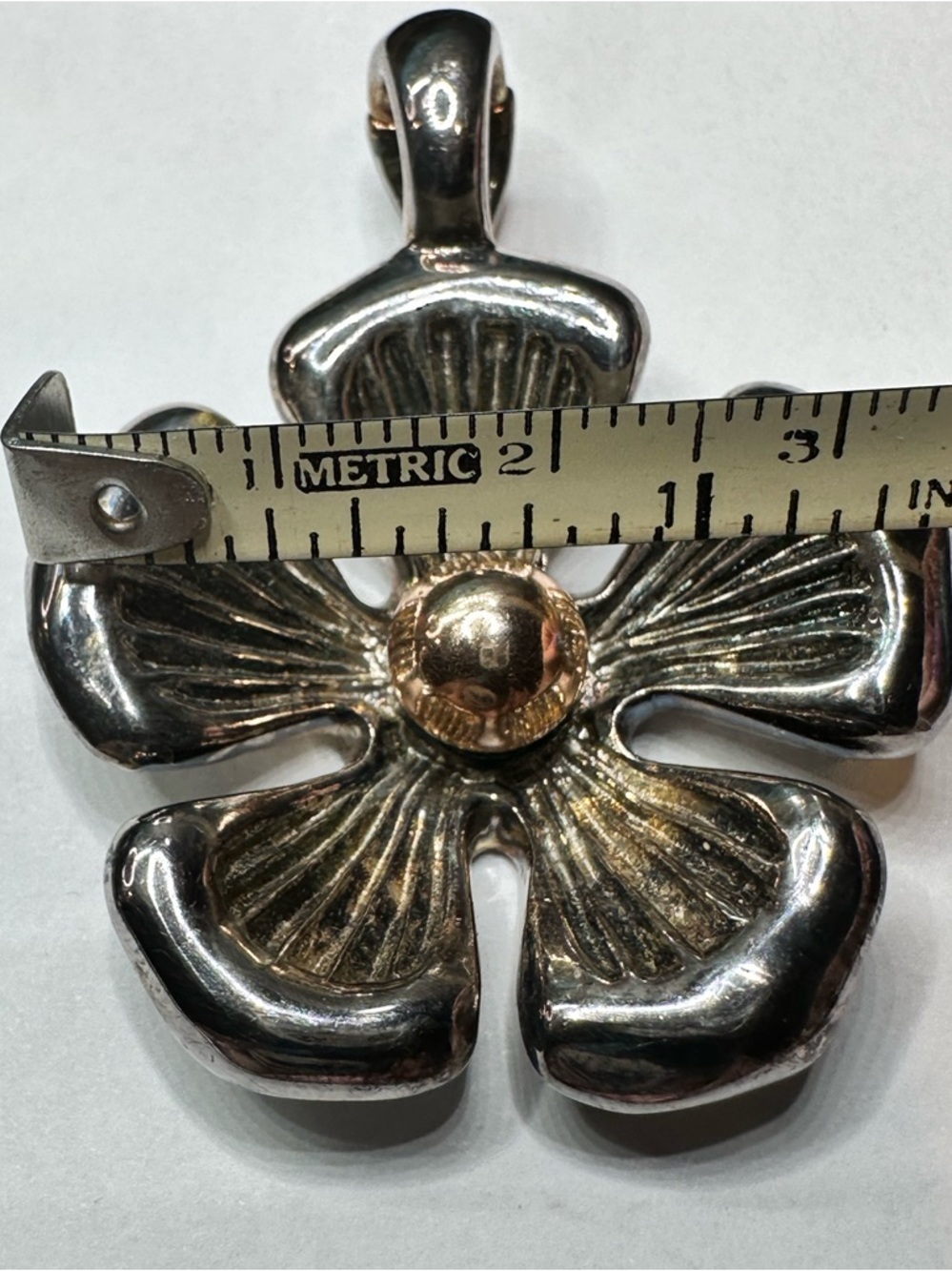 Joseph Esposito 14k Gold & Sterling Silver Flower Pendant Enhancer - Picture 3 of 8
